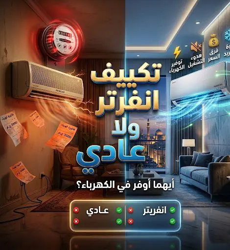 تكييف انفرتر ولا عادي أيهما أوفر ويستحق فرق السعر 3 تكييف انفرتر ولا عادي